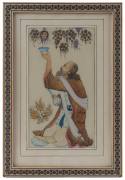A Persian painting on ivory panel, mid 20th century, ​34 x 24cm overall