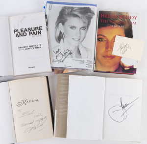 AUSTRALIAN POP STARS - BOOKS AND AUTOGRAPHS: comprising hardbound "Kamahl - An Impossible Dream" (1995) with dedication and signature on front end paper, softbound Chrissy Amphlett "Pleasure and Pain - My Life" (2005) with signature on title page, hardbou