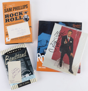 AMERICAN "ROCK 'N' ROLL" MUSIC - BOOKS AND AUTOGRAPHS: comprising hardbound "The Rock N Roll Age", a Reader's Digest publication (2007), with signatures on piece at the appropriate pages for Neil Sedaka, Gene Pitney, Bobby Vee, Pat Boone, Bobby Rydell & T