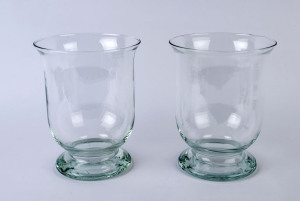 A pair of French glass mantel vases, 20th century, 30cm high