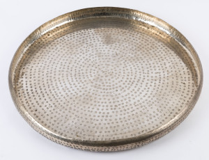 An Indian silver plated serving tray, 20th century, 62cm diameter