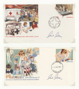 EMINENT SURGEONS: Heart transplant surgeon CHRISTIAAN BARNARD signatures on two Australian 1982-83 first day covers plus leading Australian Eye Surgeon PAUL ROSEN signatures on sixteen philatelic covers including 1976 Pakistan "World Health Day - Preventi