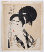 Four assorted Japanese woodblock prints, Meiji period, 19th century, unframed, the largest 47 x 38cm - 4
