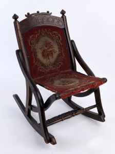 A child's campaign folding rocking chair with tapestry seat by E. W. Vail, 19th century, ​60cm high
