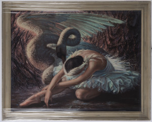 VLADIMIR TRECHIKOFF (1913-2006), Leda and the swan, chromolithograph, signed in image, 50 x 64cm