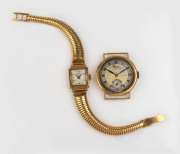 Vintage Tissot gents watch in gold case; together with an 18ct gold Ritex ladies watch, (2 items), the Tissot 3.5cm across