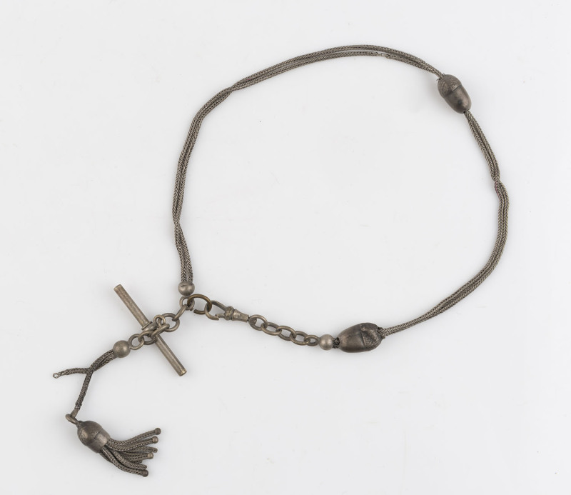 An antique silver Albert fob chain, 19th century, 34cm long