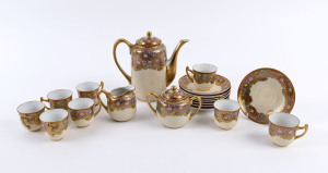 A Japanese Satsuma tea set, early 20th century, (15 items), the pot 19cm high