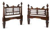 Early Colonial bed ends, Tasmanian blackwood, circa 1825, 150cm high, 136cm wide