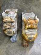 A pair of Chinese carved stone Foo dogs, 20th century, ​32cm high, 62cm long