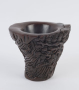 A Chinese carved horn libation cup, Kangxi mark, 19th/20th century, ​14.5cm high - 2