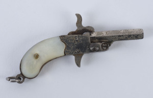 An antique Austrian fob miniature pistol with pearl hand grips, 19th century, 5cm long
