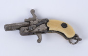 An antique Austrian fob miniature pistol with bone hand grips, 19th century, ​5cm long - 2