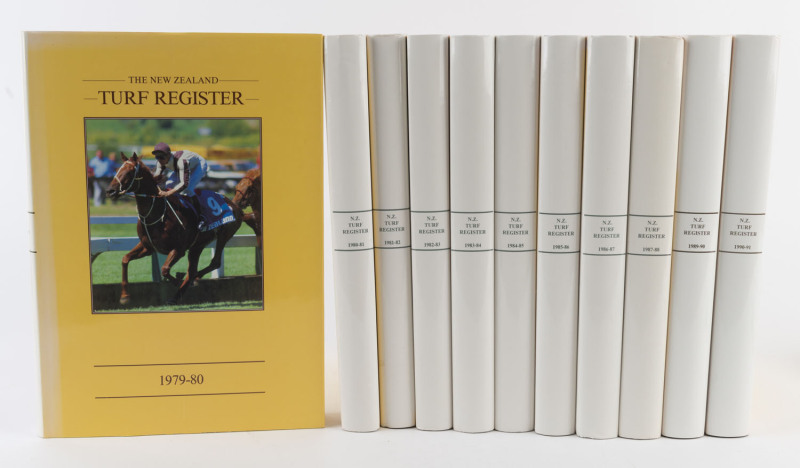 "The New Zealand Turf Register", [Auckland, N.Z.] 1979-80 to 1990-91 inclusive; all hardbound with dustjackets. (11 volumes).