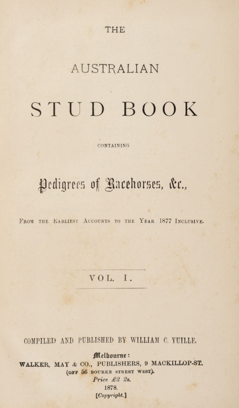 "The Australian Stud Book" 1878 - 2008Sixty-three volumes, comprising volumes 1 to 42 plus supplementary issues, almost all uniformly bound in black with gilt titles. Variable condition, but mainly good. 