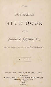 "The Australian Stud Book" 1878 - 2008Sixty-three volumes, comprising volumes 1 to 42 plus supplementary issues, almost all uniformly bound in black with gilt titles. Variable condition, but mainly good.