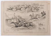 THE STEEPLECHASE: A collection of mainly full-page etchings, engravings, lithographs and other illustrations of events, horses and riders, mishaps and falls, mainly from the English "The Illustrated Sporting and Dramatic News" of the 1880s. Mainly the wor - 2