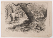 THE HUNT: A collection of mainly full-page etchings, engravings, lithographs and other illustrations of events, horses and riders, mishaps and falls, mainly from the English "The Illustrated Sporting and Dramatic News", "The Illustrated London News",  of - 2