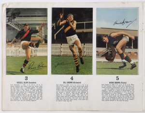 1965 MOBIL 'VFL' Photo Cards: complete set [40], glued down (a few additionally taped) into Mobil album, Fair/VG.