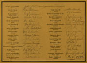 "AUSTRALIAN SPORTING LEGENDS - BETTY CUTHBERT TRIBUTE": display comprising window mounted large group photograph with 57 signatures beneath including Olympians Herb Elliot, Ron Clarke, John Landy, Debbie Flintoff-King, Rob De Castella as well as other lea - 2