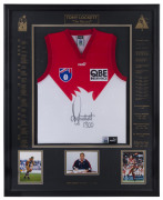 TONY LOCKETT (Sydney Swans): AFL limited edition framed & glazed display, commemorating Lockett breaking the all-time AFL kicking record when booting his 1300th career goal, complete with signed guernsey and three inset photographs of Lockett, CofA number