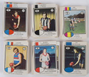 1975 Scanlens "Footballers" incomplete set [96/132] plus duplicates (64) and team checklists [9/12, with a few duplicates], G to VF. (174)