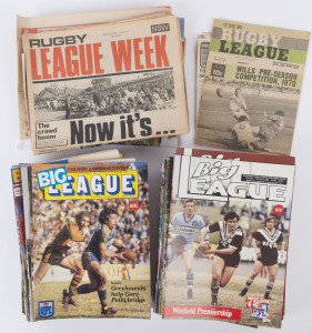 "BIG LEAGUE" magazine 1979-1982 and 1999-2000 accumulation of issues (56) plus 1981 & 1982 Annual editions; also 7 Rugby League Week issues between 1975 and 1989, and a single 1970 edition of Rugby League News. (66).