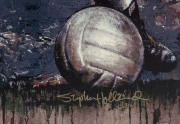 PELE: hand enhanced "Giclee" print on canvas showing the legendary Brazilian dribbling the ball, signed by Pele and by the artist Stephen Holland, limited edition numbered '69' of 97, with CofA, overall 104 x 68.5cm. - 3