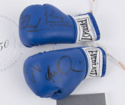 Signed Memorabilia incl. pair of miniature boxing gloves signed by Barry Michael, Johnny Famechon, Tony Mundine & one other; Lionel Rose signature on his 45rpm record "I Thank You", Lionel Rose's trainer Jack Rennie signature on image of Rose & Elvis Pres - 4