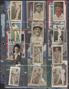 DON BRADMAN: Selection of 17 vintage and 10 modern cards incl. 1932-33 Allen's "Bradman's Records" [5/18], 1935 Carreras "Popular Personalities" oval card, 1932 for Sweetacres chewing gum, 1936 for Allen's "Cricketers"; vintage cards poor to VG, modern ca