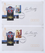 IAN JOHNSON - AUSTRALIAN CAPTAIN 1954-57: selection of items with signed photograph (24 x19cm), two 1996 signed letters, signed first day covers (72). including 1957 Christmas also signed by stamp designer Donald Cameron & 1977 Centenary of Test Cricket a - 2