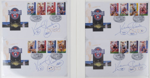 AUTOGRAPHS: Selection on first day covers comprising Ron Barassi (35, twenty are 1996 AFL Centenary covers) all are signed "Ron Barassi/31" (Melbourne jumper number), Tommy Hafey (28, four also signed by author Colin Thiele, and four also signed by Gavin Brown), Kevin Sheedy (4, on 1996 AFL Centenary FDCs), Alex Jesaulenko (10, nine on 1996 AFL Centenary FDCs),