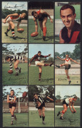 Mobil "Footy Photos - VFL Footballers" comprising 1964 [1/40], 1965 [14/40, plus two duplicates] incl. 'Polly' Farmer, Bob Skilton, Verdun Howell & Hassa Mann and 1966 [16/40] incl. 'Polly' Farmer, Bob Skilton & Des Tuddenham; all with a single hole punch