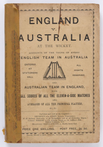 "England v Australia at the Wicket" by Brumfitt & Kirby (Ilkley, Yorkshire 1887) with full statistical accounts, between 1862 and 1887, of every English team in Australia and every Australian team in England, including player averages; 293pp softbound, go