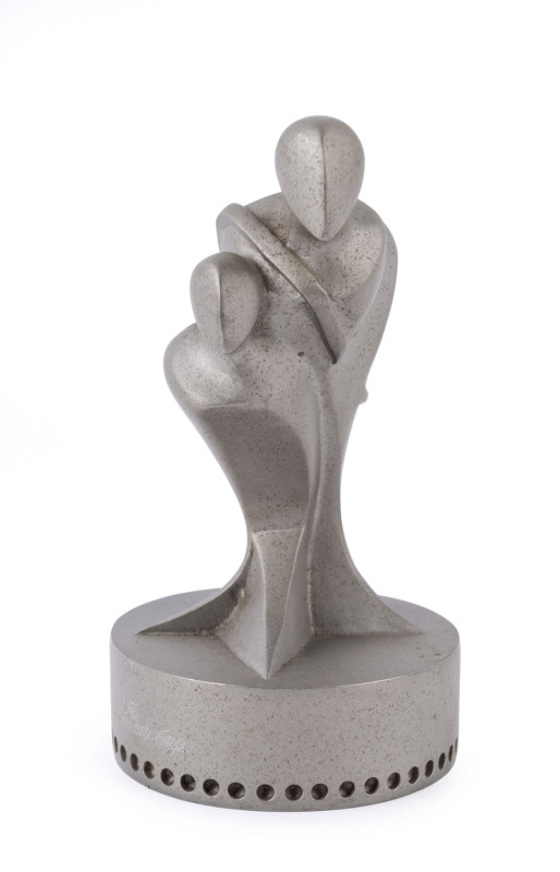 1998 PRESIDENT'S CUP - CADDY'S TROPHY: cast in a symbolic design showing the special bond between golfer and caddy, height 15.5cm, weight 380gr.
