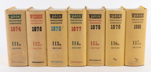 1974-2014 LIBRARY OF WISDEN'S: intact run comprising 41 editions, all hardbound with dustjackets; condition generally VG (1970s editions) to F/VF.