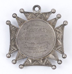 1887-88 Yarra Cricket Club medal awarded to N. Gordon for "Best Batting Average".