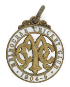 MELBOURNE CRICKET CLUB, 1904-5 Membership fob, made by Stokes, No.2021 impressed on reverse. 