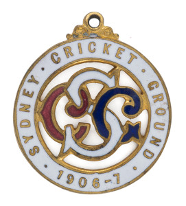 SYDNEY CRICKET GROUND, 1906-7 Membership fob, made by Gaunt, London; No.1764 engraved for H.B.Francis on reverse..