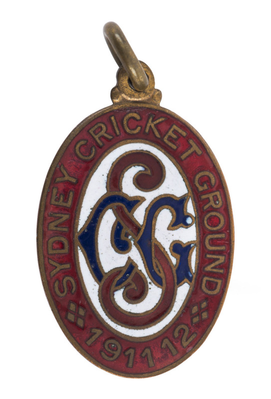 SYDNEY CRICKET GROUND, 1911-12 Membership fob.