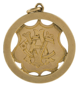 c1910 Victorian Cricket Association 9ct gold fob engraved on reverse for the "NORTH MELBOURNE C.C."