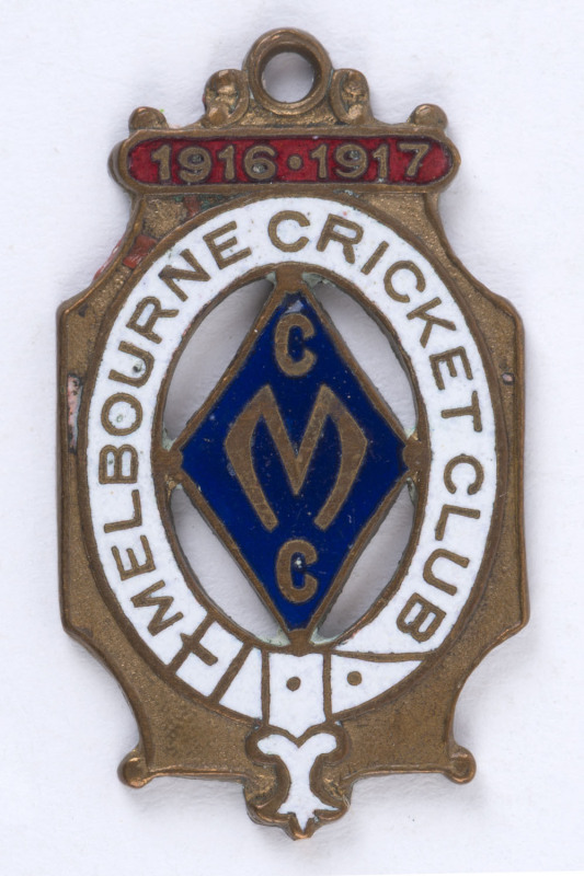 MELBOURNE CRICKET CLUB, 1916-17 Membership fob, made by C. Bentley, No.2778.