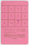 MELBOURNE CRICKET CLUB, 1920-21 Ladies Reserve Season ticket, No.4481. - 2