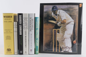 LITERATURE - HARDBOUND SELECTION WITH PLAYER SIGNATURES: comprising "Wisden Anthology 1978-2006" with Steve Waugh & Richie Benaud signatures on piece, "Rattle of the Stumps" by Bert Oldfield with his signature on piece, "The Doug Walters Story" signed autobiography, Darren Lehmann autobiography "Worth the Wait" (signed), "Boys - The True Story" by McKinstry (with Boycott's signature on colour image, 20x27.5cm), Mitchell Johnson autobiography "Resilient" (signed). (6 items.)