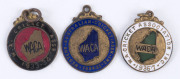 WESTERN AUSTRALIAN CRICKET ASSOCIATION Membership fobs for 1933-34 (No.30), 1934-35 (No.46) and 1936-37 (No.83), by 3 different makers. (3 items).