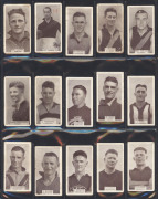 Assortment including Godfrey Phillips 1933 "Victorian Footballers" [13/50], 1938 Hoadley's "Victorian Footballers" Heads [5/50] & Action [6/50], 1933 Wills' Footballers [49/200], Sniders & Abrahams odds (11); also crickets cards with emissions from Allens