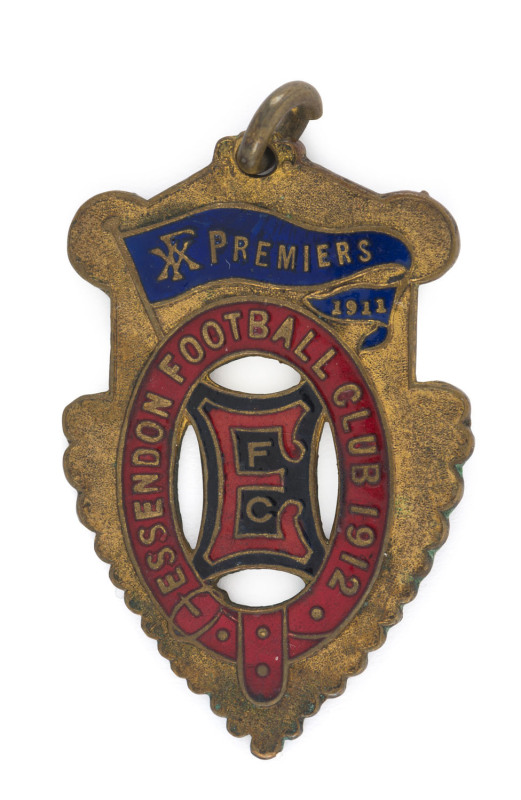 ESSENDON: 1912 Member's fob, enamelled 'Essendon Football Club 1912 / VFA Premiers 1911'.In 1911 Essendon won the VFL Premiership & Essendon Association won the VFA Premiership.