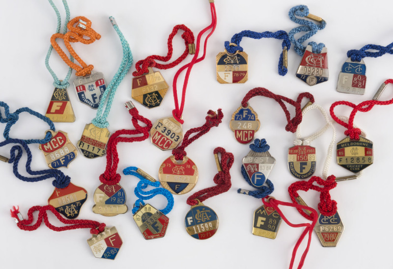 MELBOURNE CRICKET CLUB: 1970-71 to 1990-91 collection of  "F" (Full Member) membership fobs; all different. (21 items).