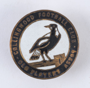 COLLINGWOOD FOOTBALL CLUB "OLD PLAYERS ASSOCIATION" brass and enamel badge (button reverse), circa 1950s, by Stokes.