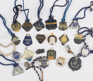 CARLTON FOOTBALL CLUB: A collection of Membership fobs, badges and a tie-pin, c1960s - 2000s. (23 items).